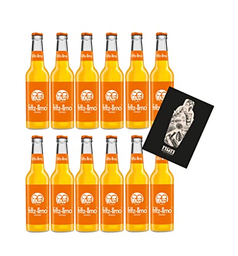 Fritz-Limo Orange 12er Set Orangen Limonade 12x 0,33L inkl. Pfand MEHRWEG mit Mixcompany Grußkarte von Mixcompany