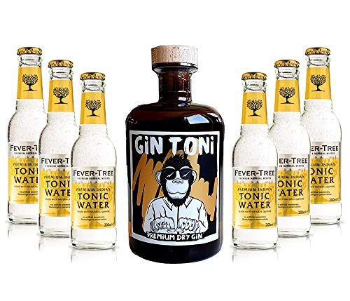 Gin Tonic Set - Gin Toni Premium Dry Gin 0,5l (41% Vol) + 6x Fever-Tree Indian Tonic Water 200ml inkl. Pfand MEHRWEG -[Enthält Sulfite] von Mixcompany