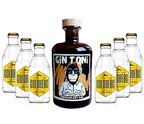 Gin Tonic Set - Gin Toni Premium Dry Gin 0,5l (41% Vol) + 6x Goldberg Tonic Water 200ml inkl. Pfand MEHRWEG -[Enthält Sulfite] von Mixcompany