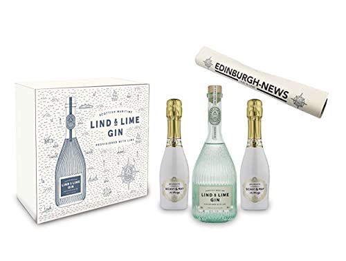Lind & Lime Geschenkset - Gin 0,7L (44% Vol) mit 2x Scavi Ice Prestige 0,2L (12% Vol) + Lind & Lime Edinburgh News Zeitung- [Enthält Sulfite] von Mixcompany