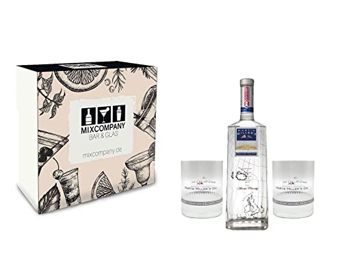 Martin Miller s Gin Geschenkset Martin Miller Original Gin 0,7L (40% Vol) + 2x Martin Miller Glas Tumbler - [Enthält Sulfite] von Mixcompany