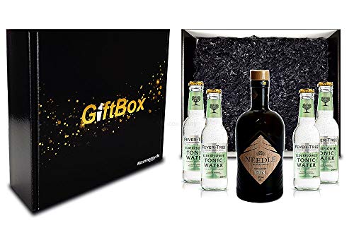 Mixcompany Geschenkset - Needle Blackforest Dry Gin 0,5L (40% Vol) + 4 x Fever-Tree Elderflower Tonic Water 0,2l MEHRWEG inkl. Pfand- Needle Blackforest Gin Geschenk Set von Mixcompany