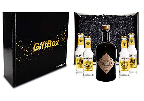 Mixcompany Geschenkset - Needle Blackforest Dry Gin 0,5L (40% Vol) + 4 x Fever-Tree Indian Tonic Water 0,2l MEHRWEG inkl. Pfand- Needle Blackforest Gin Geschenk Set von Mixcompany