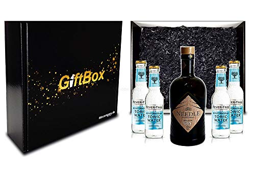 Mixcompany Geschenkset - Needle Blackforest Dry Gin 0,5L (40% Vol) + 4 x Fever-Tree Mediterranean Tonic Water 0,2l MEHRWEG inkl. Pfand- Needle Blackforest Gin Geschenk Set von Mixcompany