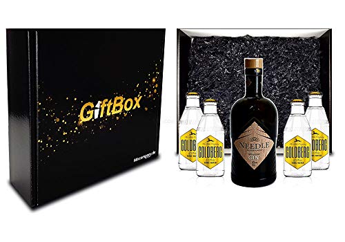 Mixcompany Geschenkset - Needle Blackforest Dry Gin 0,5L (40% Vol) + 4 x Goldberg Tonic Water 0,2l MEHRWEG inkl. Pfand- Needle Blackforest Gin Geschenk Set von Mixcompany