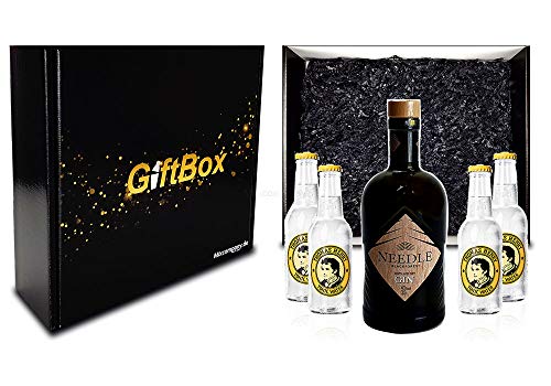 Mixcompany Geschenkset - Needle Blackforest Dry Gin 0,5L (40% Vol) + 4 x Thomas Henry Tonic Water 0,2l MEHRWEG inkl. Pfand- Needle Blackforest Gin Geschenk Set von Mixcompany