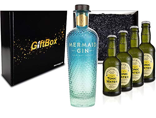 Mixcompany Gin Tonic Giftbox Geschenkset - Mermaid Gin 0,7L 700ml (42% Vol) + 4x Fentimans Tonic Water 200ml inkl. Pfand MEHRWEG- [Enthält Sulfite] von Mixcompany