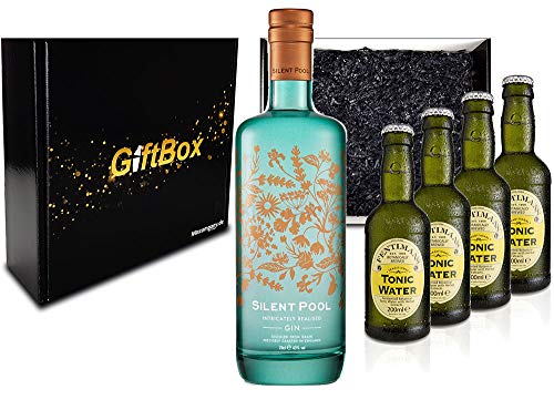Mixcompany Gin Tonic Giftbox Geschenkset - Silent Pool Gin 0,7L 700ml (43% Vol) + 4x Fentimans Tonic Water 200ml inkl. Pfand MEHRWEG- [Enthält Sulfite] von Mixcompany