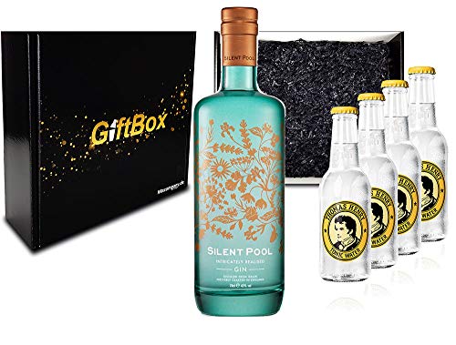 Mixcompany Gin Tonic Giftbox Geschenkset - Silent Pool Gin 0,7L 700ml (43% Vol) + 4x Thomas Henry Tonic Water 200ml inkl. Pfand MEHRWEG Gin Tonic Bar- [Enthält Sulfite] von Mixcompany