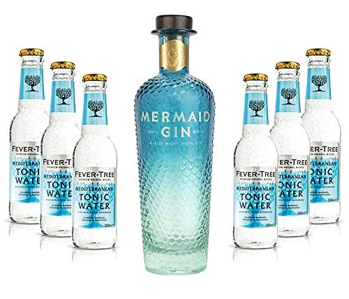 Mixcompany Gin Tonic Set - Mermaid Gin 0,7L 700ml (42% Vol) + 6x Fever-Tree Mediterranean Tonic Water 0,2 MEHRWEG inkl. Pfand - [Enthält Sulfite] von Mixcompany