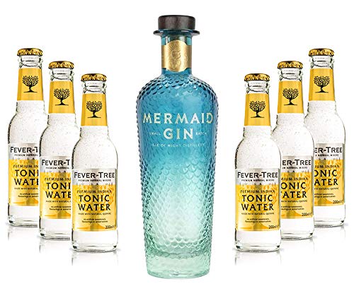 Mixcompany Gin Tonic Set -Mermaid Gin 0,7L 700ml (42% Vol) + 6x Fever-Tree Premium Indian Tonic Water 0,2l- [Enthält Sulfite] von Mixcompany