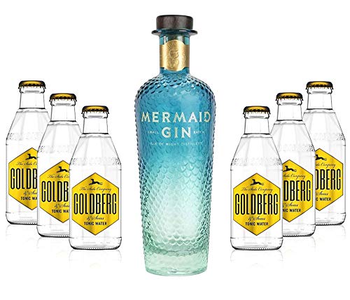 Mixcompany Gin Tonic Set - Mermaid Gin 0,7L 700ml (42% Vol) + 6x Goldberg Tonic Water 0,2l MEHRWEG inkl. Pfand Gin Tonic Bar- [Enthält Sulfite] von Mixcompany