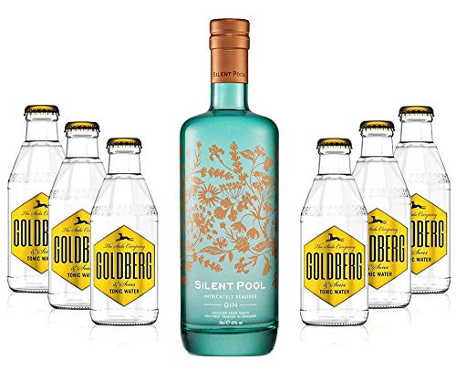 Mixcompany Gin Tonic Set - Silent Pool Gin (43% Vol) + 6x Goldberg Tonic Water 0,2l MEHRWEG inkl. Pfand Gin Tonic Bar- [Enthält Sulfite] von Mixcompany