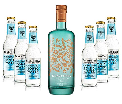 Mixcompany Gin Tonic Set - Silent Pool Gin 0,7L 700ml (43% Vol) + 6x Fever-Tree Mediterranean Tonic Water 0,2 MEHRWEG inkl. Pfand - [Enthält Sulfite] von Mixcompany