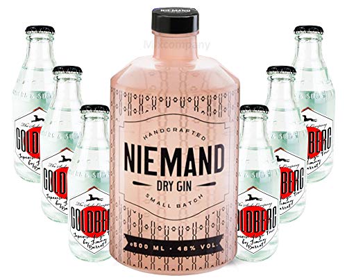 Niemand Handcrafted Dry Gin 0,5l 500ml (46% Vol) + 6x Goldberg Japanese Yuzu Tonic 0,2l MEHRWEG inkl. Pfand Gin Tonic Bar- [Enthält Sulfite] von Mixcompany