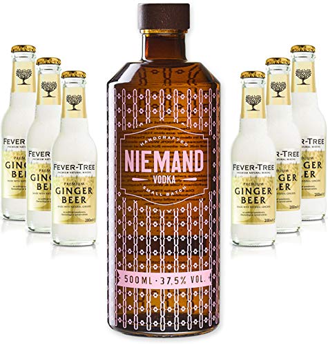 Niemand Vodka Small Batch Handcrafted Wodka 0,5l 500ml (37,5% Vol) + 6x Fever Tree Ginger Beer 200ml - Inkl. Pfand MEHRWEG- [Enthält Sulfite] von Mixcompany