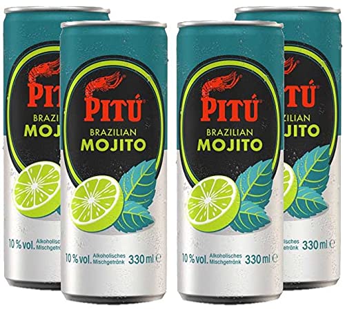 Pitu Brazilian Mojito 4er Set Cocktail 4x 0,33L (10% Vol) ready to drink Alkoholhaltig inklusive Pfand EINWEG- [Enthält Sulfite] von Mixcompany