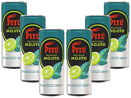 Pitu Brazilian Mojito 6er Set Cocktail 6x 0,33L (10% Vol) ready to drink Alkoholhaltig inklusive Pfand EINWEG- [Enthält Sulfite] von Mixcompany