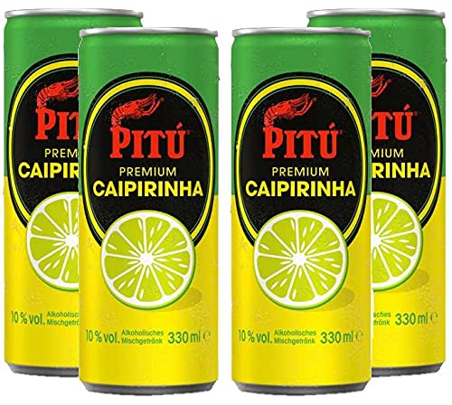 Pitu Caipirinha 4er Set Cocktail 4x 0,33L (10% Vol) ready to drink Alkoholhaltig inklusive Pfand EINWEG- [Enthält Sulfite] von Mixcompany