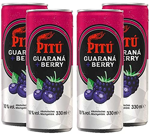 Pitu Guarana + Berry 4er Set Cocktail 4x 0,33L (10% Vol) ready to drink Alkoholhaltig inklusive Pfand EINWEG- [Enthält Sulfite] von Mixcompany