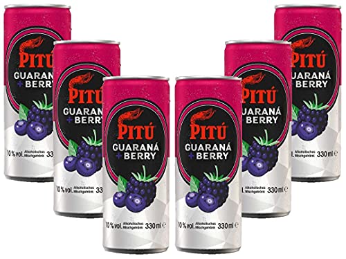 Pitu Guarana + Berry 6er Set Cocktail 6x 0,33L (10% Vol) ready to drink Alkoholhaltig inklusive Pfand EINWEG- [Enthält Sulfite] von Mixcompany