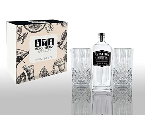 Ryan Reynolds Geschenkset Aviation American Gin 0,7L (42% Vol) + 2 Gläser Kristallotik Deadpool Star Ryan Reynolds - [Enthält Sulfite] von Mixcompany