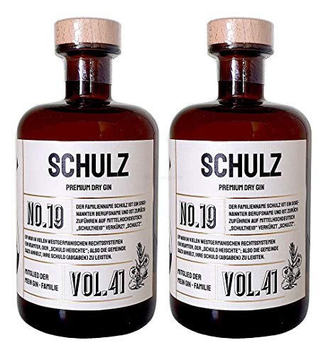 Schulz Premium Dry Gin No19-2er Set Der Schulz Gin 0,5L (41% Vol)- [Enthält Sulfite] von Mixcompany.de Bar & Glas