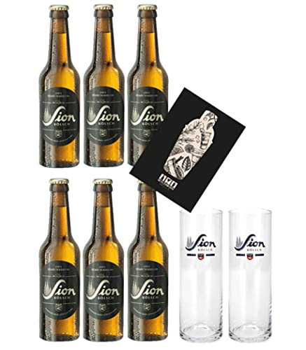 Sion Kölsch Set 6er Set Bier 0,33L (4,8% Vol) + 2 Gläser mit Mixcompany Grußkarte inkl Pfand MEHRWEG- [Enthält Sulfite] von Mixcompany