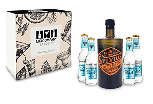 Sylvius Gin Tonic Geschenkset - Sylvius Dutch Dry Gin 0,7l (45% Vol) + 4x Fever-Tree Mediterranean Tonic Water 200ml inkl. Pfand MEHRWEG- [Enthält Sulfite] von Mixcompany