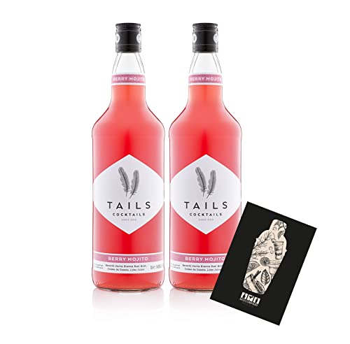 Tails Cocktails 2er Set Berry Mojito 2x 1L (14,9% Vol) Fertig Cocktail Ready to Drink mit Mixcompany Grußkarte - [Enthält Sulfite] von Mixcompany