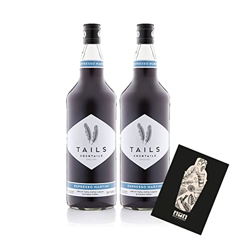 Tails Cocktails 2er Set Espresso Martini 2x 1L (14,9% Vol) Fertig Cocktail Ready to Drink mit Mixcompany Grußkarte- [Enthält Sulfite] von Mixcompany