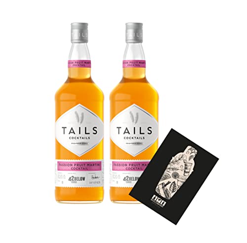 Tails Cocktails 2er Set Pornstar Martini 2x 1L (14,9% Vol) Fertig Cocktail Ready to Drink mit Mixcompany Grußkarte - [Enthält Sulfite] von Mixcompany