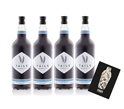 Tails Cocktails 4er Set Espresso Martini 4x 1L (14,9% Vol) Fertig Cocktail Ready to Drink mit Mixcompany Grußkarte- [Enthält Sulfite] von Mixcompany