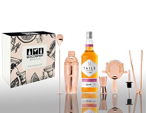 Tails Cocktails Geschenkset Passion Fruit Martini 1L (14,9% Vol) mit 6 teiligem Barset Fertig Cocktail Ready to Drink- [Enthält Sulfite] von Mixcompany