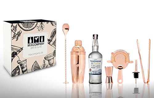 Teremana Silver Geschenkset Tequila Blanco 0,7L (40% Vol) mit 6 teiligem Barset Dwayne The Rock Johnson Tequila Silver - [Enthält Sulfite] von Mixcompany