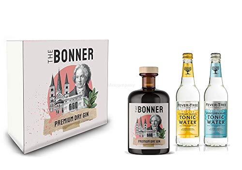 The Bonner Geschenkset - The Bonner Premium Dry Gin 0,5l (41% Vol) + 1x Fever-Tree Indian Tonic Water + 1x Fever-Tree Mediterranean Tonic Water a 500ml inkl. Pfand MEHRWEG- [Enthält Sulfite] von Mixcompany