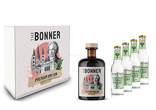 The Bonner Geschenkset - The Bonner Premium Dry Gin 0,5l (41% Vol) + 4x Fever-Tree Elderflower Tonic Water 200ml inkl. Pfand MEHRWEG- [Enthält Sulfite] von Mixcompany