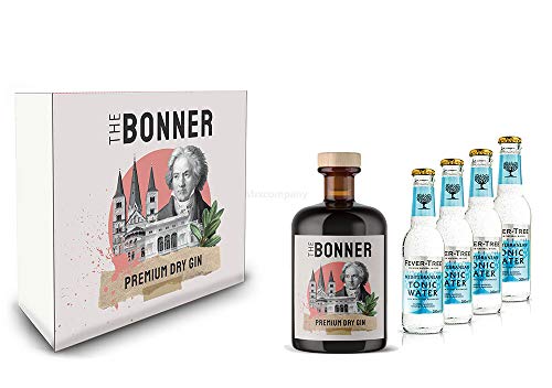 The Bonner Geschenkset - The Bonner Premium Dry Gin 0,5l (41% Vol) + 4x Fever-Tree Mediterranean Tonic Water 200ml inkl. Pfand MEHRWEG- [Enthält Sulfite] von Mixcompany