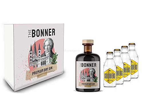 The Bonner Geschenkset - The Bonner Premium Dry Gin 0,5l (41% Vol) + 4x Goldberg Tonic Water 200ml inkl. Pfand MEHRWEG- [Enthält Sulfite] von Mixcompany