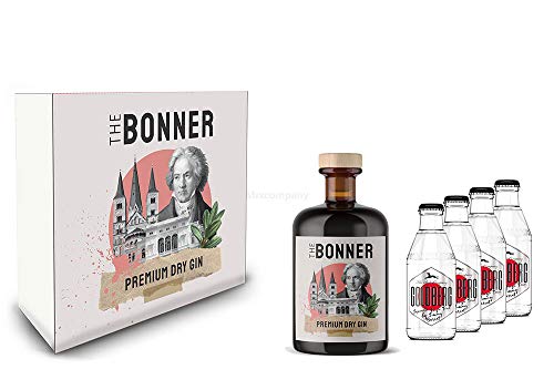 The Bonner Geschenkset - The Bonner Premium Dry Gin 0,5l (41% Vol) + 4x Goldberg Yuzu Tonic Water 200ml inkl. Pfand MEHRWEG- [Enthält Sulfite] von Mixcompany