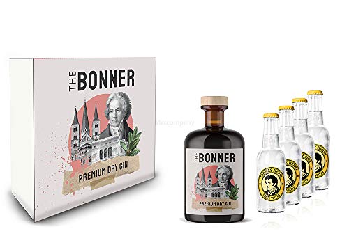 The Bonner Geschenkset - The Bonner Premium Dry Gin 0,5l (41% Vol) + 4x Thomas Henry Tonic Water 200ml inkl. Pfand MEHRWEG- [Enthält Sulfite] von Mixcompany