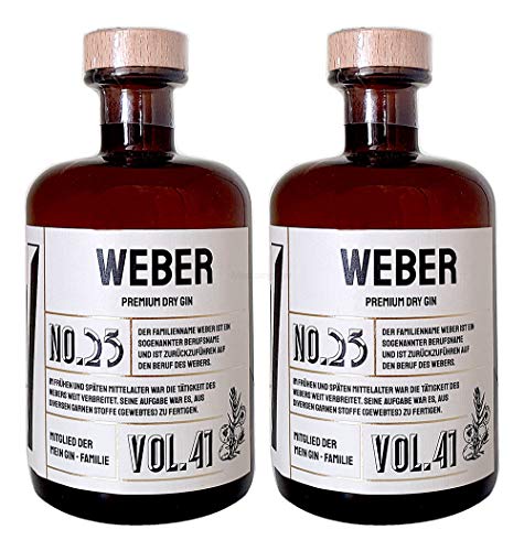 Weber s Premium Dry Gin No25-2er Set Der Weber Gin 0,5L (41% Vol)- [Enthält Sulfite] von Mixcompany.de Bar & Glas
