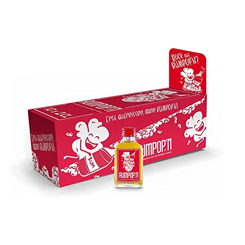 Rumpop'n Partybox 20 x 20ml (20% Vol.) - Popcorn-Geschmack - Echter karibischer Rum, Original-Aromen aus Guyana, Barbados und Jamaika - glutenfrei, vegan, handgemacht von Rumpop´n