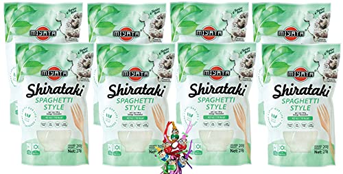 [8x 270g / 200g ATG ] MIYATA Shirataki Konjak [ Spaghetti Style ] LOW CARB + ein kleiner Glücksanhänger gratis von Miyata