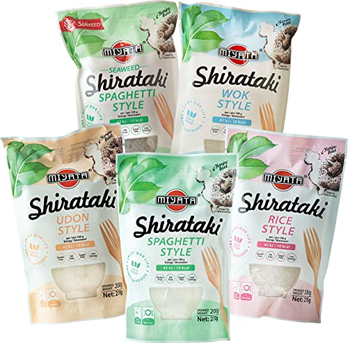 Miyata Shirataki Mischkarton mit 5 verschiedenen Sorten, Nudeln aus Konjakmehl, 1er Pack (1 x 1350 g) von Miyata