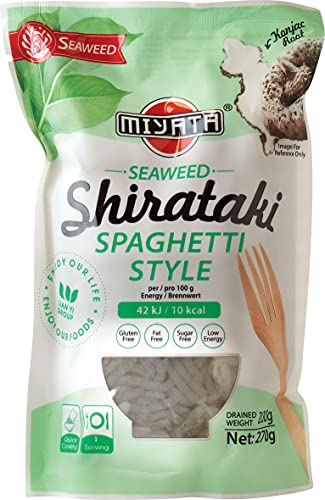 Miyata Shirataki Spaghetti Style, Nudeln aus Konjakmehl mit Seealgen-Geschmack, 6er Pack (6 x 270 g) von Miyata