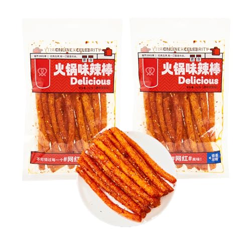 Mkostlich Latiao Spicy Strips, 2 Packungen Latio Scharf und Würzig, Chinesische Snacks, Chinesische Spicy Sticks, Spicy Sticks, 102g/Packung Würzige Snacks辣条 (102g*2PC, Scharfe Sticks) von Mkostlich