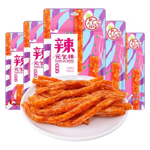 Mkostlich Würzig Gewürzte Snacks, 5 Packungen Latiao Süß und würzig, Chinesische Würzige Snacks, Klassische Hot Strips fürs Büro, Lässiger Snack (5) von Mkostlich