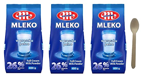 Mlekovita Vollmilchpulver 26% Fett, Nettogewicht - 400 g x 3 (1200 g) Sparset mit Löffel 16cm Mlekovita Vollmilchpulver 26% Fett, Nettogewicht - 400 g x 3 (1200 g) Sparset mit Löffel 16cm von Bizzico