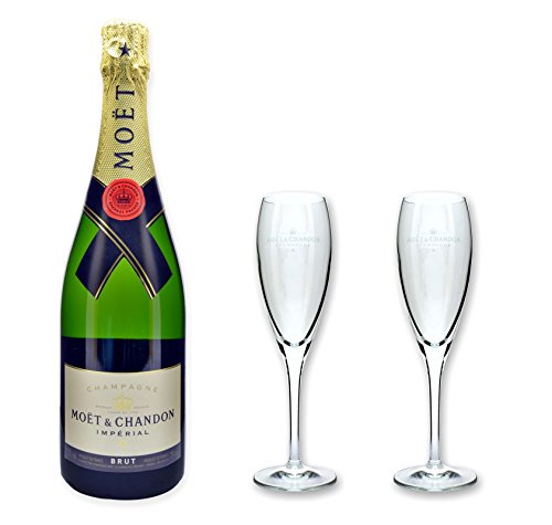 Moët & Chandon Champagner Brut Imperial 0,75l im Set mit 2 original Moët Gläser 0,1l von Moët & Chandon